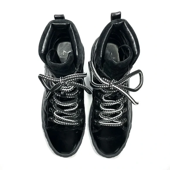 Marc Fisher Dulce Quilted Patent Black Leather High Top Sneaker/Boot- Size 8.5 - Picture 7 of 10